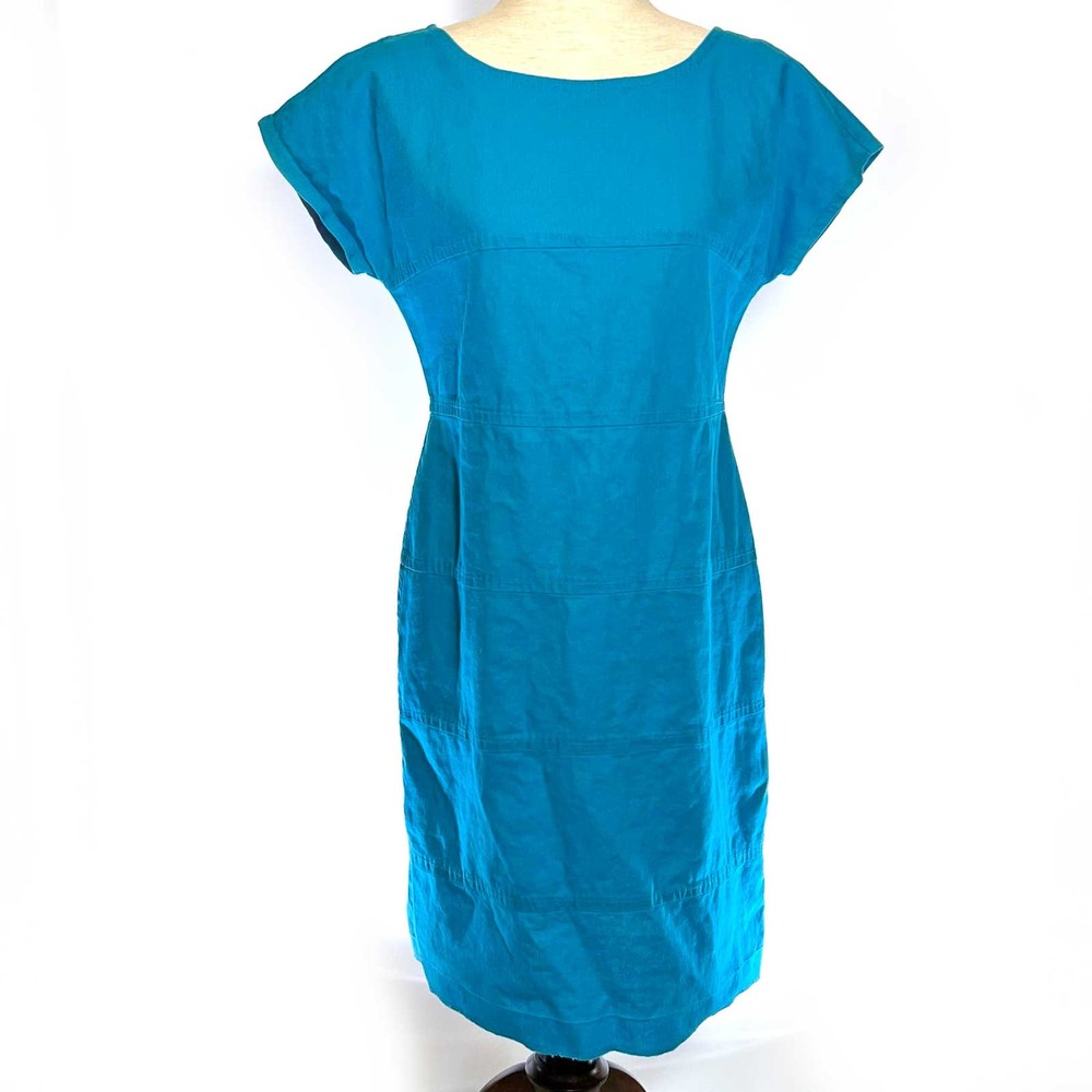 Banana Republic Factory Shift Dress Womens Sz 6 Blue Short Sleeve Cotton *READ*
